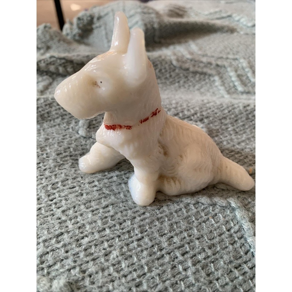 Vintage Smith Glass Milk Glass Opal Scottie Dog Figurine 1940s